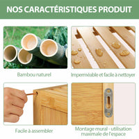 Meuble de Rangement Suspendu pour Salle de Bains avec Étagère Réglable Double Porte et Étagère Ouverte 20,7 x 59 x 51 cm Naturelle - FR.SIKAIC