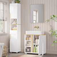FR.SIKAIC Meuble sous-évier moderne avec espace de rangement extra-large, blanc