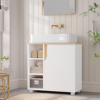 FR.SIKAIC Meuble sous-évier moderne avec espace de rangement extra-large, blanc