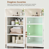 Meuble sous Lavabo Salle de Bain avec 1 Grand Tiroir 1 Armoire à Deux Portes et Étagères Ouvertes 90x30x60 cm Blanc - FR.SIKAIC