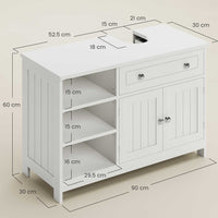 Meuble sous Lavabo Salle de Bain avec 1 Grand Tiroir 1 Armoire à Deux Portes et Étagères Ouvertes 90x30x60 cm Blanc - FR.SIKAIC