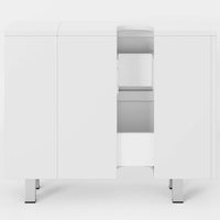 Meuble sous Lavabo Salle de Bain avec 2 Grands Tiroirs 2 Compartiments Interchangeables et Pieds 80x30x66 cm Blanc - FR.SIKAIC