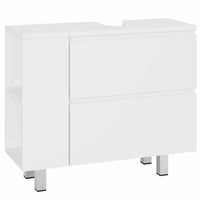 Meuble sous Lavabo Salle de Bain avec 2 Grands Tiroirs 2 Compartiments Interchangeables et Pieds 80x30x66 cm Blanc - FR.SIKAIC