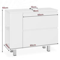 Meuble sous Lavabo Salle de Bain avec 2 Grands Tiroirs 2 Compartiments Interchangeables et Pieds 80x30x66 cm Blanc - FR.SIKAIC