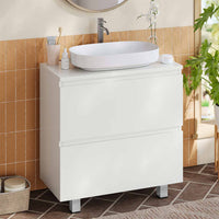 Meuble sous Lavabo Salle de Bain avec 2 Grands Tiroirs et Pieds 80x30x56 cm Blanc - FR.SIKAIC