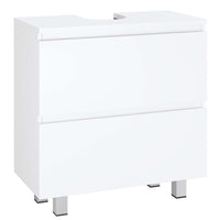 Meuble sous Lavabo Salle de Bain avec 2 Grands Tiroirs et Pieds 80x30x56 cm Blanc - FR.SIKAIC