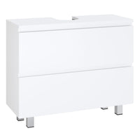 Meuble sous Lavabo Salle de Bain avec 2 Grands Tiroirs Pieds 80x30x56 cm Blanc - FR.SIKAIC