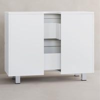 Meuble sous Lavabo Salle de Bain avec 2 Grands Tiroirs Pieds 80x30x56 cm Blanc - FR.SIKAIC