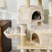 153 cm Arbre à Chat Stable pour Grands Chats avec Grands Troncs en Sisal Naturel Beige - FR.SIKAIC