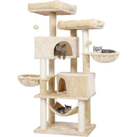 153 cm Arbre à Chat Stable pour Grands Chats avec Grands Troncs en Sisal Naturel Beige - FR.SIKAIC