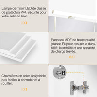 80 cm Armoire de Toilette avec éclairage et Prise Rangement et 3 Portes Miroir Blanc - FR.SIKAIC