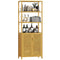 Armoires de Salle de Bain Haute en Bambou avec 3 Compartiments Ouverts et 1 Armoire Naturel 64x33x170 cm - FR.SIKAIC