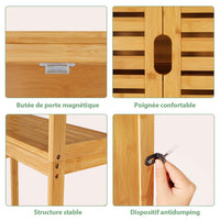 Étagère de Toilette de Salle de Bain avec Casier Armoire de Machine à Laver Bambou 64×26×168 cm - FR.SIKAIC