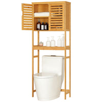 Étagère de Toilette de Salle de Bain avec Casier Armoire de Machine à Laver Bambou 64×26×168 cm - FR.SIKAIC