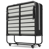 Lit pliant 90x200 cm avec Matelas en mousse de 10 cm d'épaisseur Cadre de lit simple en métal - FR.SIKAIC