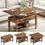 Table basse 3 en 1 avec Plateau Relevable et Rangement ouvert et Caché Transformable en Table à Manger Pliante Marron - FR.SIKAIC