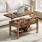 Table basse 3 en 1 avec Plateau Relevable et Rangement ouvert et Caché Transformable en Table à Manger Pliante Marron - FR.SIKAIC