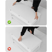 FR.SIKAIC Table basse Blanc / Bois d'ingénierie / Moderne Table Basse 3 en 1 Relevable et Extensible avec Compartiments Cachés et Étagère Ouverte Blanc