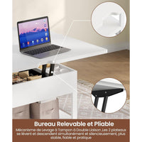 FR.SIKAIC Table basse Blanc / Bois d'ingénierie / Moderne Table Basse 3 en 1 Relevable et Extensible avec Compartiments Cachés et Étagère Ouverte Blanc