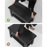 FR.SIKAIC Table basse Noir / Bois d'ingénierie / Moderne Table Basse 3 en 1 Relevable et Extensible avec Compartiments Cachés et Étagère Ouverte Noir