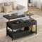 Table Basse Relevable 3 en 1 avec 2 Tiroirs Étagère de Rangement et Compartiment Caché Noir - FR.SIKAIC
