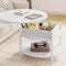 Table Basse Relevable avec Compartiment Caché et Étagère de Rangement pour Salon Bureau Balcon Blanc - FR.SIKAIC