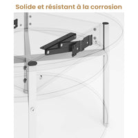 Table Basse Relevable avec Compartiment Caché et Étagère de Rangement pour Salon Bureau Balcon Blanc - FR.SIKAIC