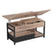FR.SIKAIC Table basse Camel Brown / Bois d'ingénierie / Industriel Table basse relevable avec plateau pliant et 2 tiroirs Camel Brown