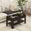 Table Basse Relevable et Pliante Multifonctionnelle 3 en 1 avec Étagère de Rangement ‎Couleur Ébène - FR.SIKAIC