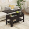 Table Basse Relevable et Pliante Multifonctionnelle 3 en 1 avec Étagère de Rangement ‎Couleur Ébène - FR.SIKAIC
