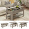 Table Basse Relevable et Pliante Multifonctionnelle 3 en 1 avec Étagère de Rangement Gris - FR.SIKAIC