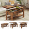 Table Basse Relevable et Pliante Multifonctionnelle 3 en 1 avec Étagère de Rangement Marron - FR.SIKAIC